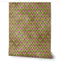 Elegant Green Purple Gold Art Deco Peel and Stick