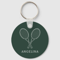 Elegant Green Racket Custom Name Tennis Lover