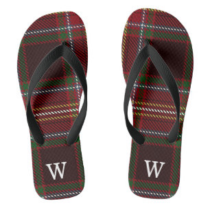 Elegant green & red tartan plaid Personalized Flip Flops