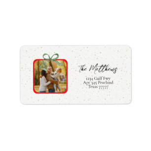 Elegant Green Ribbon Christmas Return Address Label