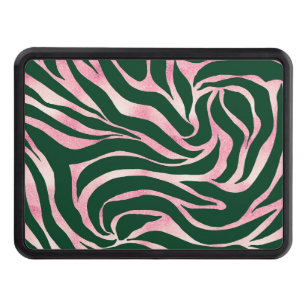 Elegant Green Rose Gold Glitter Zebra Trailer Hitch Cover