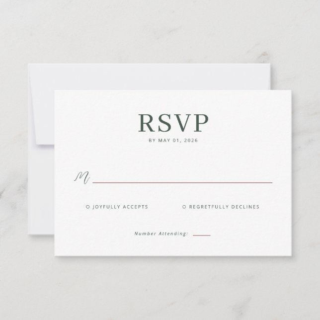 Elegant Green RSVP Card (Front)