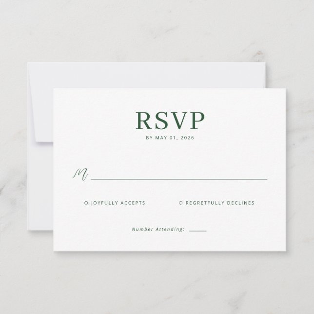 Elegant Green RSVP Card (Front)