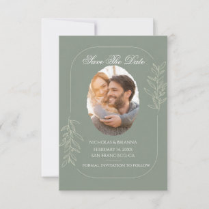 Elegant Green Save The Date Wedding Invitation