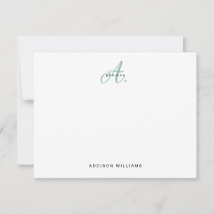 Elegant Green Script Monogram Card