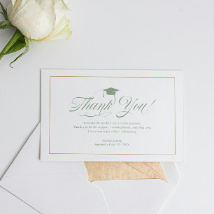 Elegant Green Scrit Thank You Grad Hat Graduation Card
