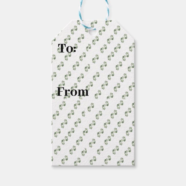Elegant Green Scroll Gift Tag – Customizable (Front)