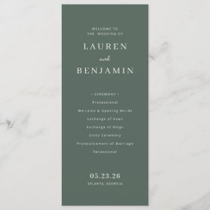 Elegant Green Serif Ceremony Plan Program