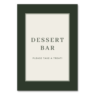 Elegant Green Serif Dessert Bar Sign Table Number