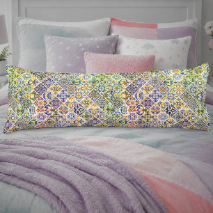 Elegant Green Sicilian Mediterranean Ceramic Tile Body Pillow