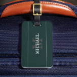 Elegant Green Silver Monogram Personalized Luggage Tag<br><div class="desc">Customize the text, and easily create your personalized luggage tag. Click EDIT, then click EDIT BACKGROUND to change the background colour. You can TRANSFER this DESIGN to other Zazzle products and adjust it to fit most Zazzle items. Standard Studio designs are made in high-resolution graphics for a professional print. Thank...</div>