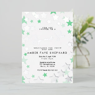 Elegant Green & Silver Sip and See Welcome Baby
