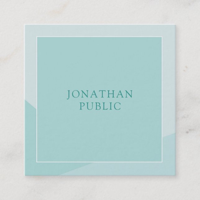 Elegant Green Simple Template Professional Modern Square Business Card (Front)