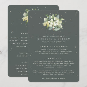 Elegant Green Snowberry+Eucalyptus Bouquet Wedding Program
