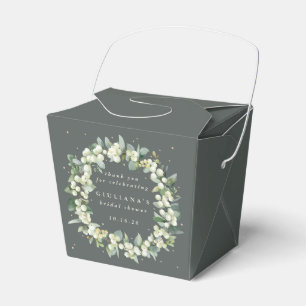 Elegant Green Snowberry+Eucalyptus Bridal Shower Favor Box