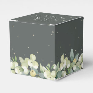 Elegant Green Snowberry+Eucalyptus Bridal Shower Favor Box