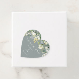 Elegant Green Snowberry+Eucalyptus Wedding Favour Tags