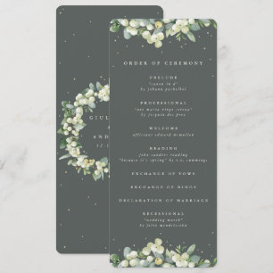 Elegant Green Snowberry+Eucalyptus Winter Wedding Program