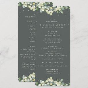 Elegant Green Snowberry+Eucalyptus Winter Wedding Program
