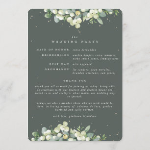 Elegant Green Snowberry+Eucalyptus Winter Wedding Program