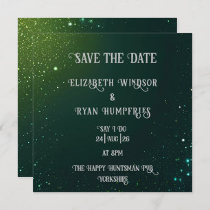 Elegant Green Sparkle Design for Wedding Save The Date