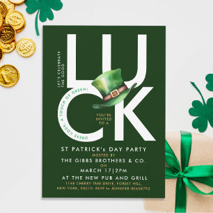 Elegant Green St Patrick Leprechaun Hat Party  Invitation