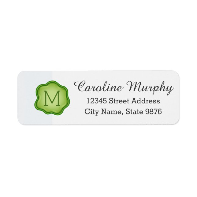 Elegant Green Stamp Monogram on Snow White (Front)