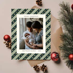 Elegant Green Star Holiday Photo Card