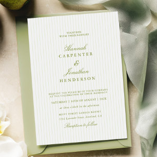 Elegant Green Stripe Wedding Invitation