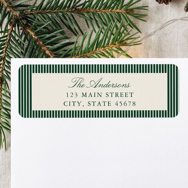 Elegant Green Stripes Return Address (Creator Uploaded)