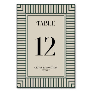 Elegant Green Stripes Simple Table Card