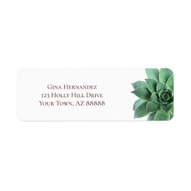 Elegant Green Succulent Return Address (Front)