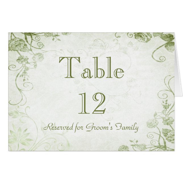 Elegant Green Table Seating Name Card (Front Horizontal)