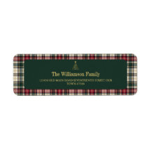 Elegant Green Tartan Gold Script Christmas tree