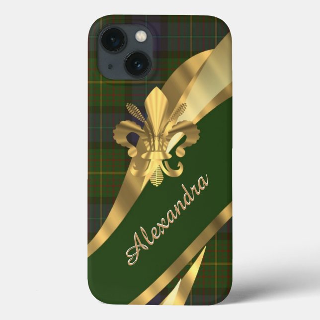 Elegant green tartan plaid personalized Case-Mate iPhone case (Back)