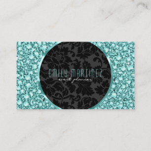Elegant Green Tint Diamonds Pattern Glitter Business Card