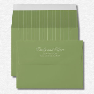 Elegant Green Tone On Tone Stripes Wedding  Envelope