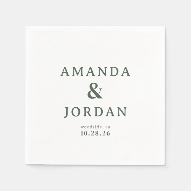 Elegant Green Typographic Napkin (Front)