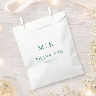 Elegant Green Typographic Thank You Favour Bag
