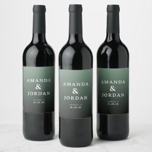 Elegant Green Typographic Wine Label