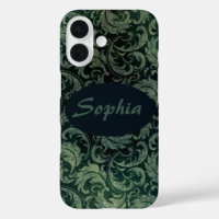 Elegant green vintage damask floral pattern