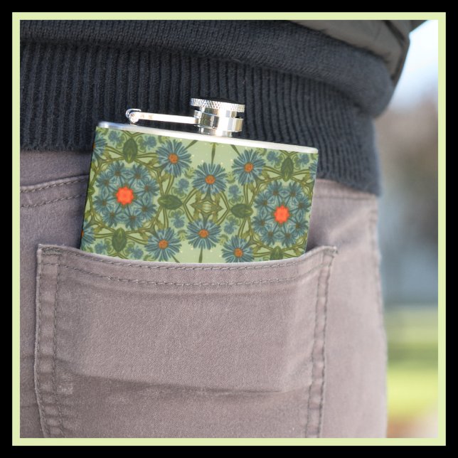 Elegant Green Vintage Pattern Small Hip Flask (Creator Uploaded)