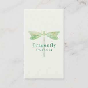 Elegant Green Watercolor Dragonfly Business Card