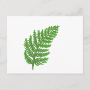 Elegant green watercolor ferns woodland leaves postcard