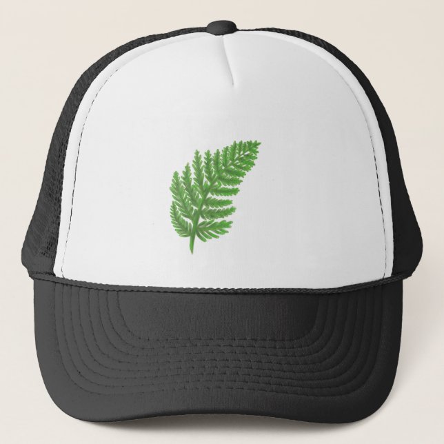 Elegant green watercolor ferns woodland leaves trucker hat (Front)