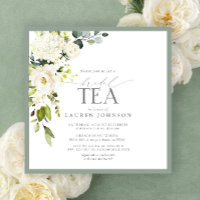 Elegant Green Watercolor Floral Bridal Tea Shower