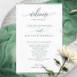 Elegant Green Watercolor Frame Wedding Program<br><div class="desc">Elegant green Wedding program featuring delicate green watercolor border stripes framing your wedding program details. Ability to make text changes and adjustments by selecting customize further. Front with wedding ceremony details, back with wedding party names and thank you message for your guests or any other text you like, ours is...</div>