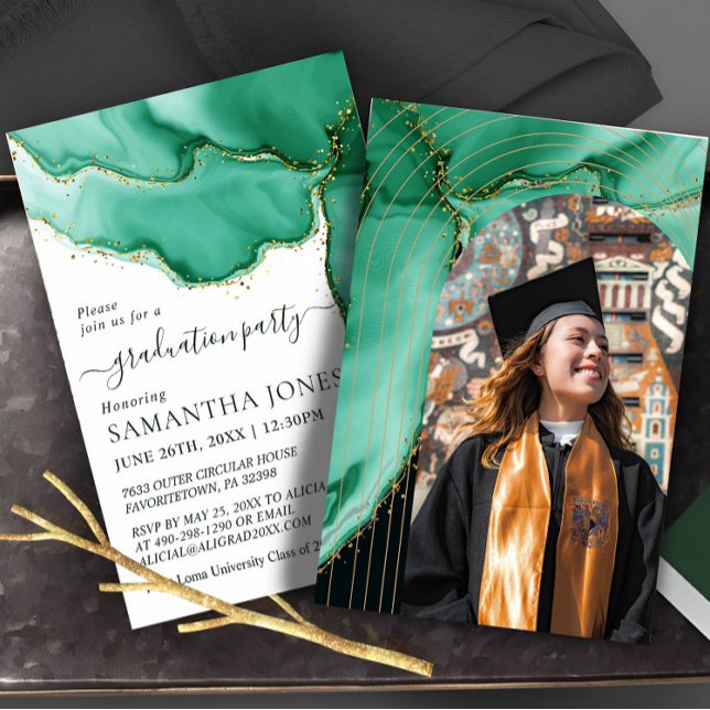 Elegant Green Watercolor Graduation Invitation (Creator Uploaded)