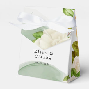 Elegant Green Watercolor Roses Wedding Favor Box
