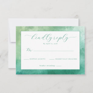 Elegant Green Watercolor RSVP Card